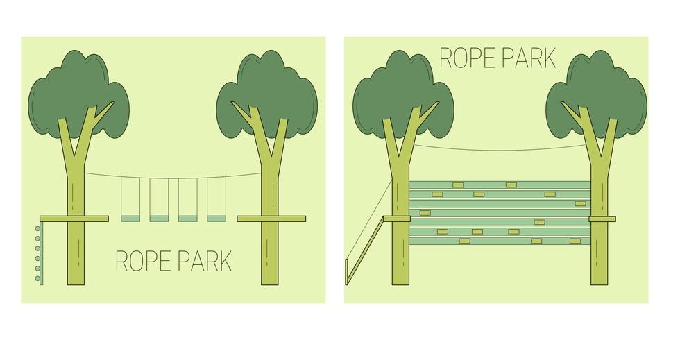 Rope park track on the trees. vector