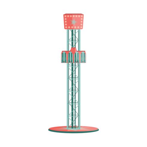 Cartoon freefall tower attraction icon. Amusement park ride. vector