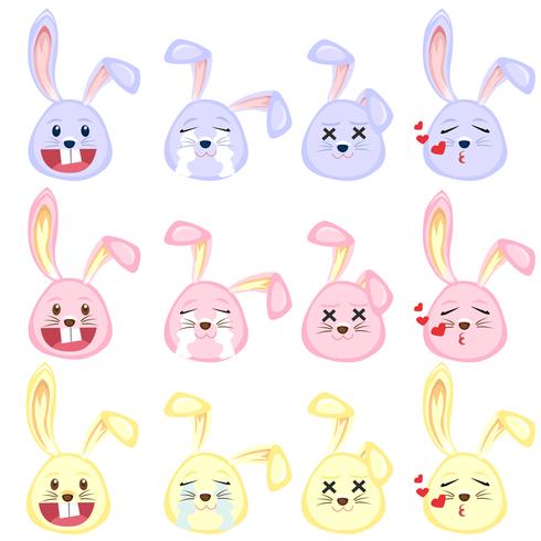 bunny emoji set vector