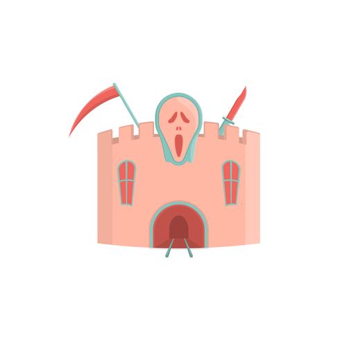 Cartoon fear castle icon. Amusement park ride. vector