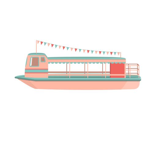 Motor cruiser. Cartoon riverboat icon. vector