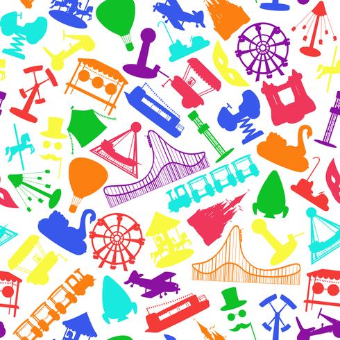 Amusement park rides seamless pattern vector