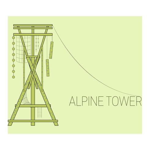 Icono de la torre alpina vector