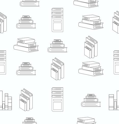 Pila de libros de diseño plano blanco de patrones sin fisuras vector