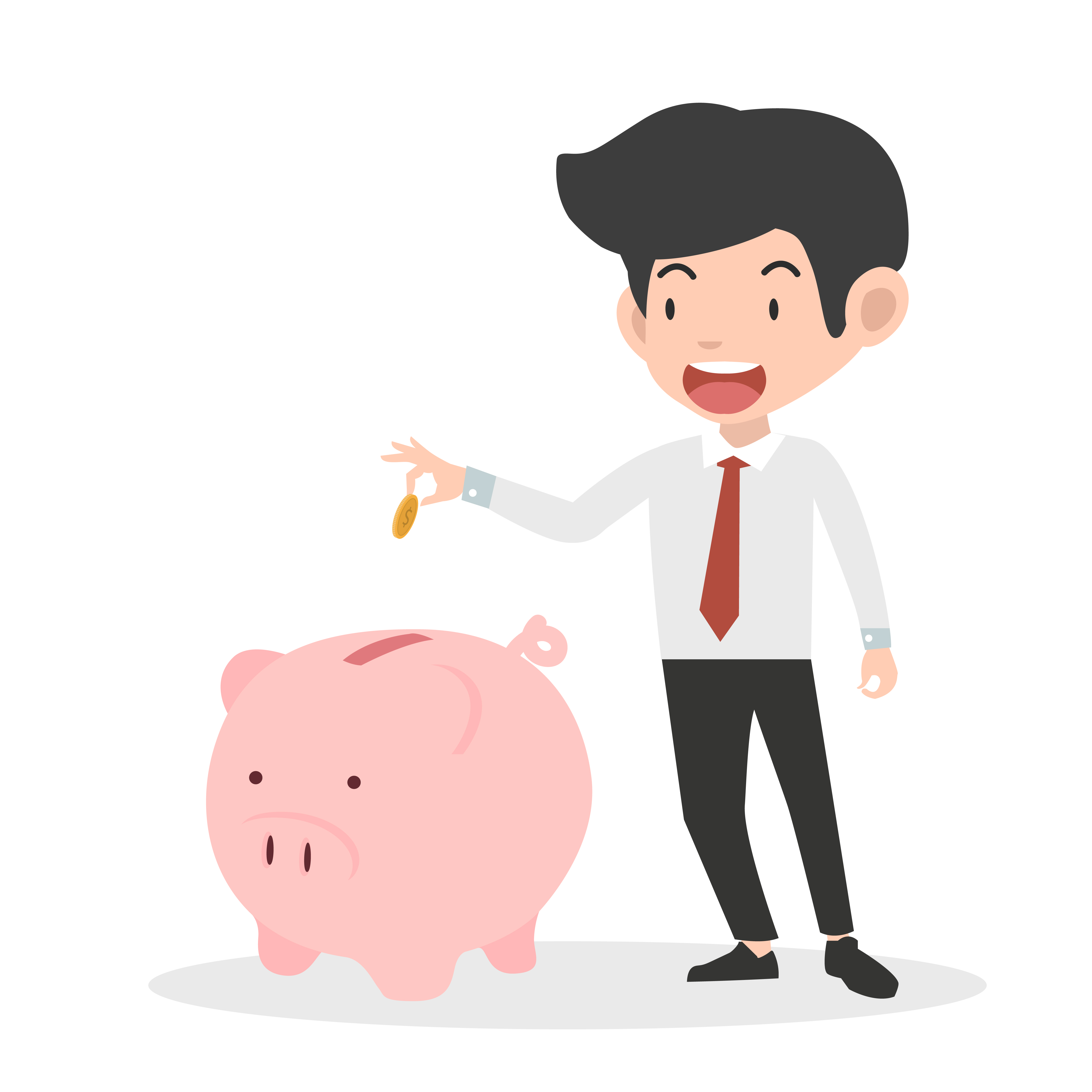 Businessman Putting Coin A Piggy Bank Money Savings Concept 621141