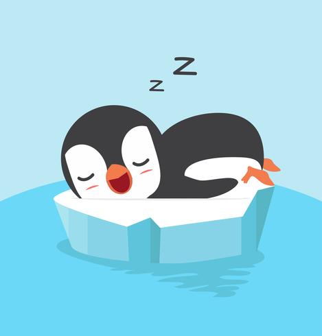 Lindo pingüino duerme sobre hielo flotante vector