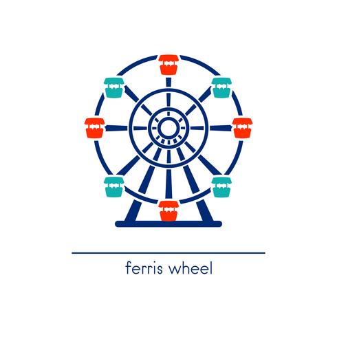 Ferris wheel line art icon. Amusement park ride. vector