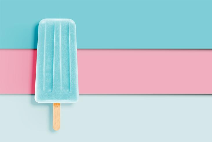 Helado realista colorido sobre fondo de papel pastel, ilustración vectorial vector