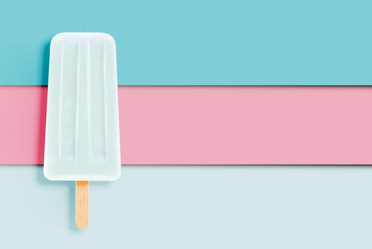 Colorful realistic icecream on pastel paper background, vector illustration