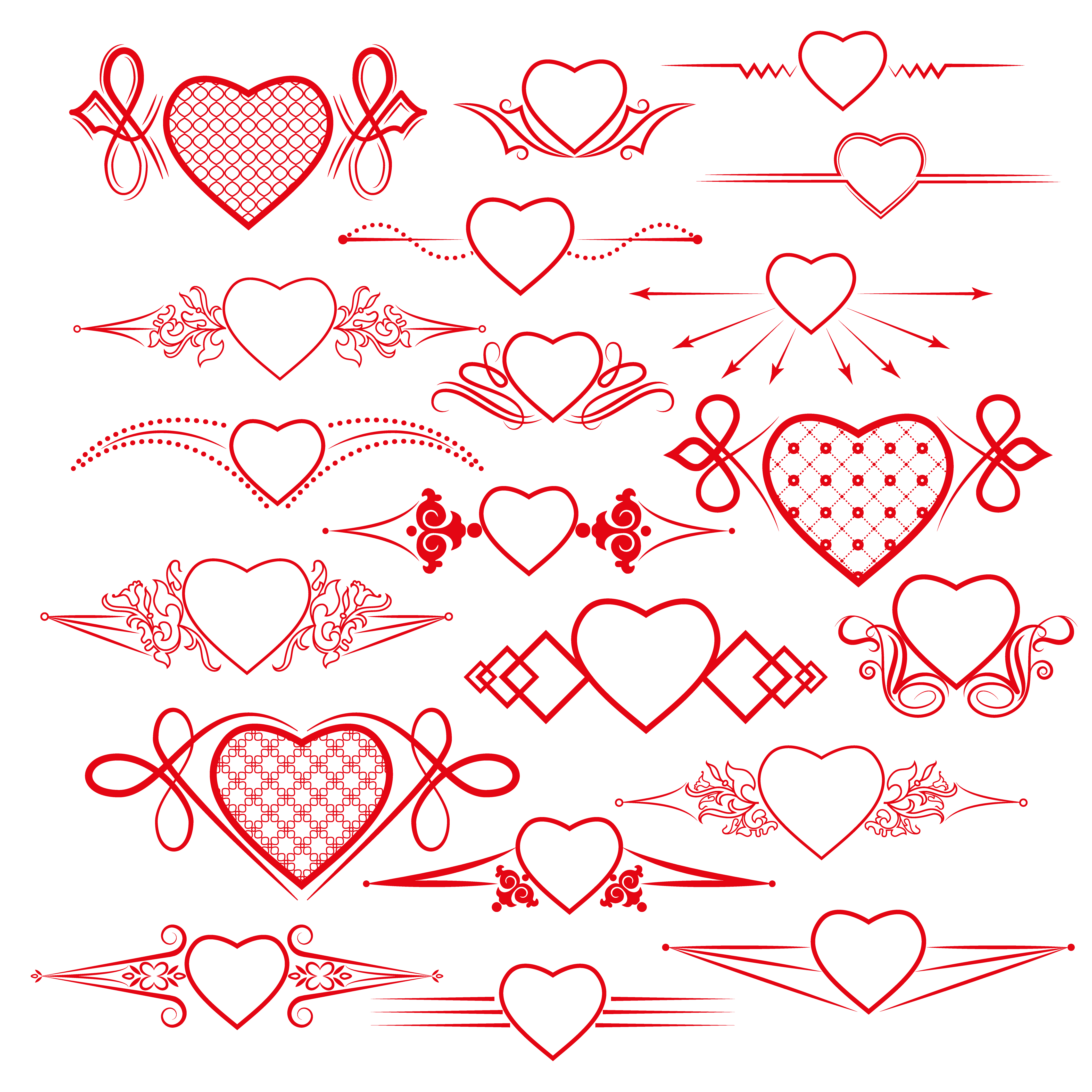 Download Set of dividers with the image of the heart. Vector ...