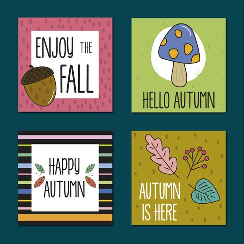 Autumn cards collection vector