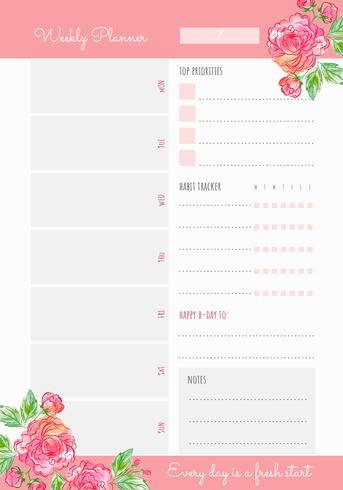 Weekly Planner Template vector