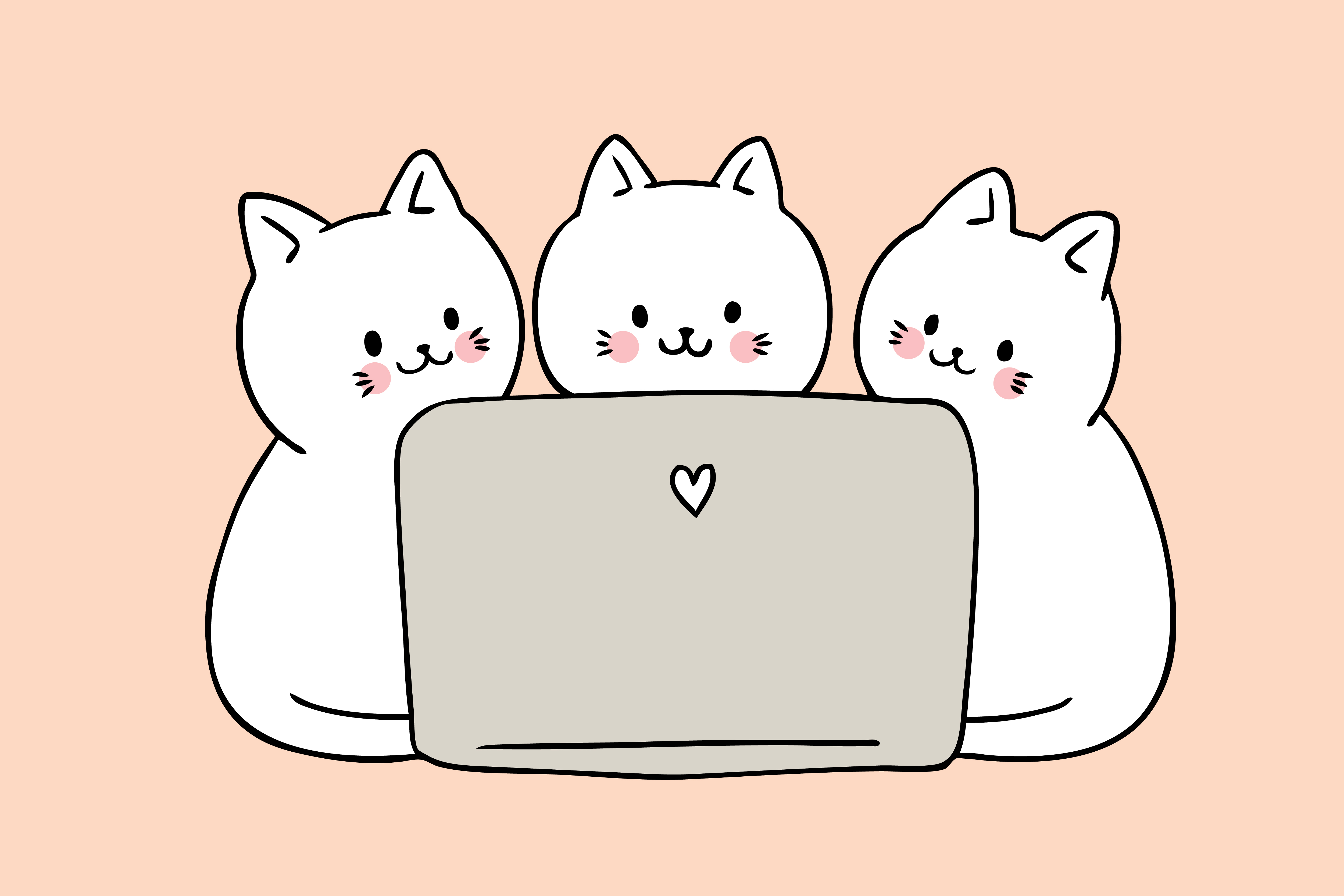 Cartoon cute cats playing computer vector. 621432 Vector Art at Vecteezy