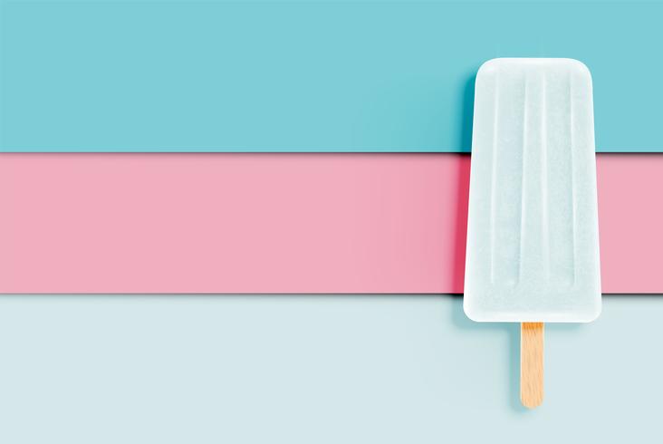 Helado realista colorido sobre fondo de papel pastel, ilustración vectorial vector