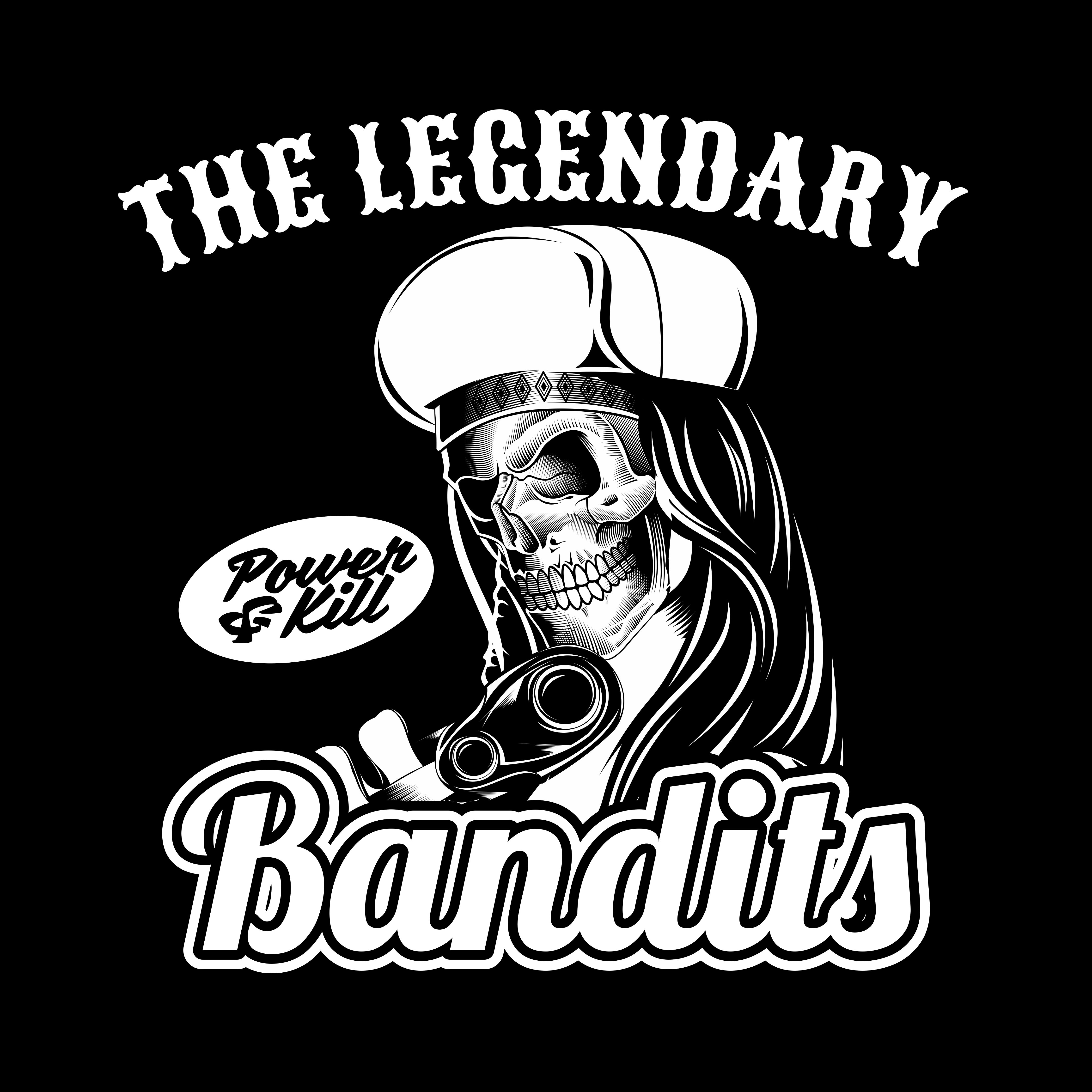 skull legendary bandit holding gun.vector hand drawing,Shirt designs ...