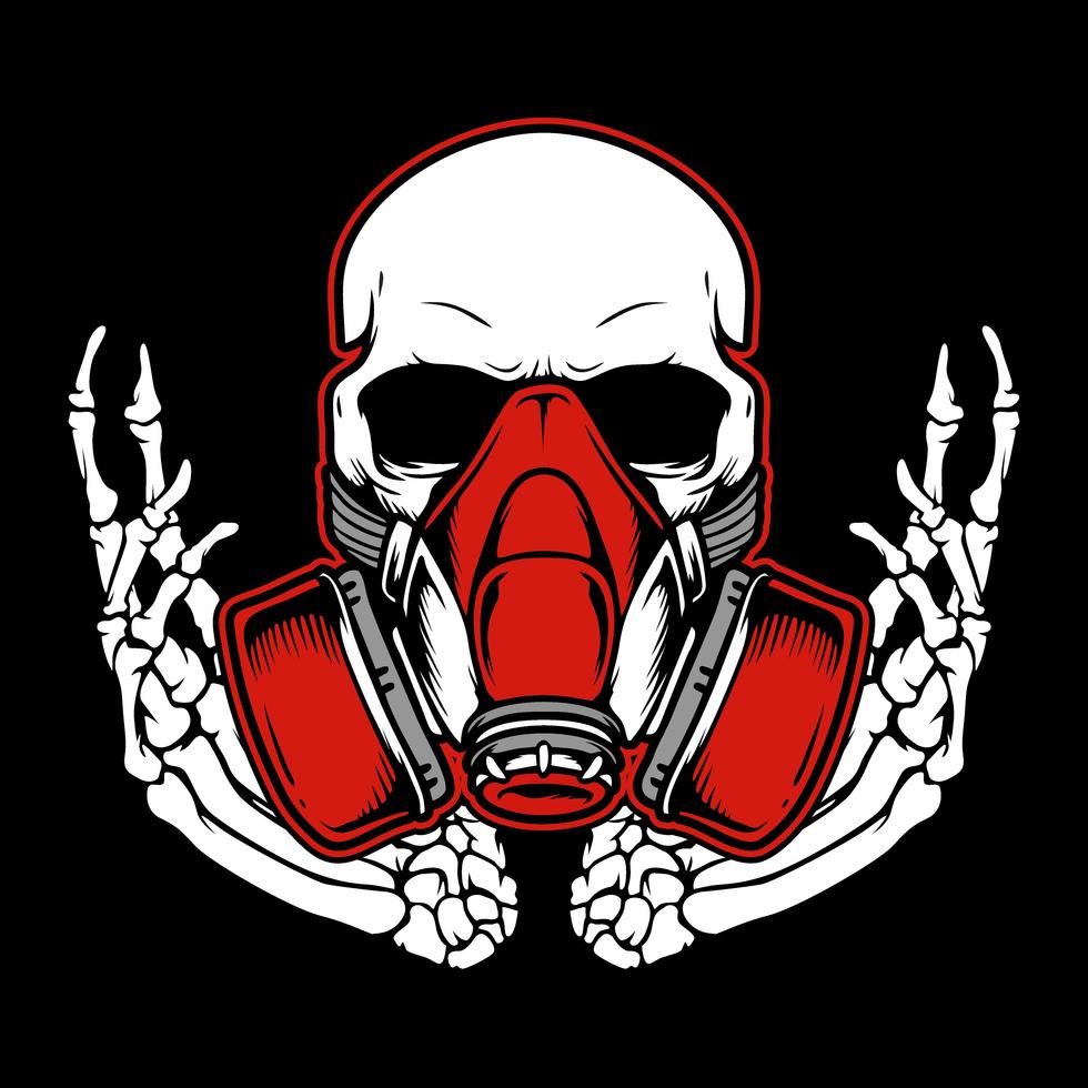 Calavera de graffiti con dibujo a mano con máscara de gas, diseños de