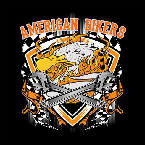 Black And White Illustration Of American Eagle With Vintage Ribbon On The Dark Background Text Is On The Separate Layer Download Free Vectors Clipart Graphics Vector Art