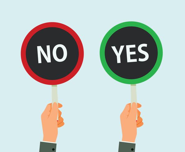 Hands Hold Signboard Yes And No Vector Illustration