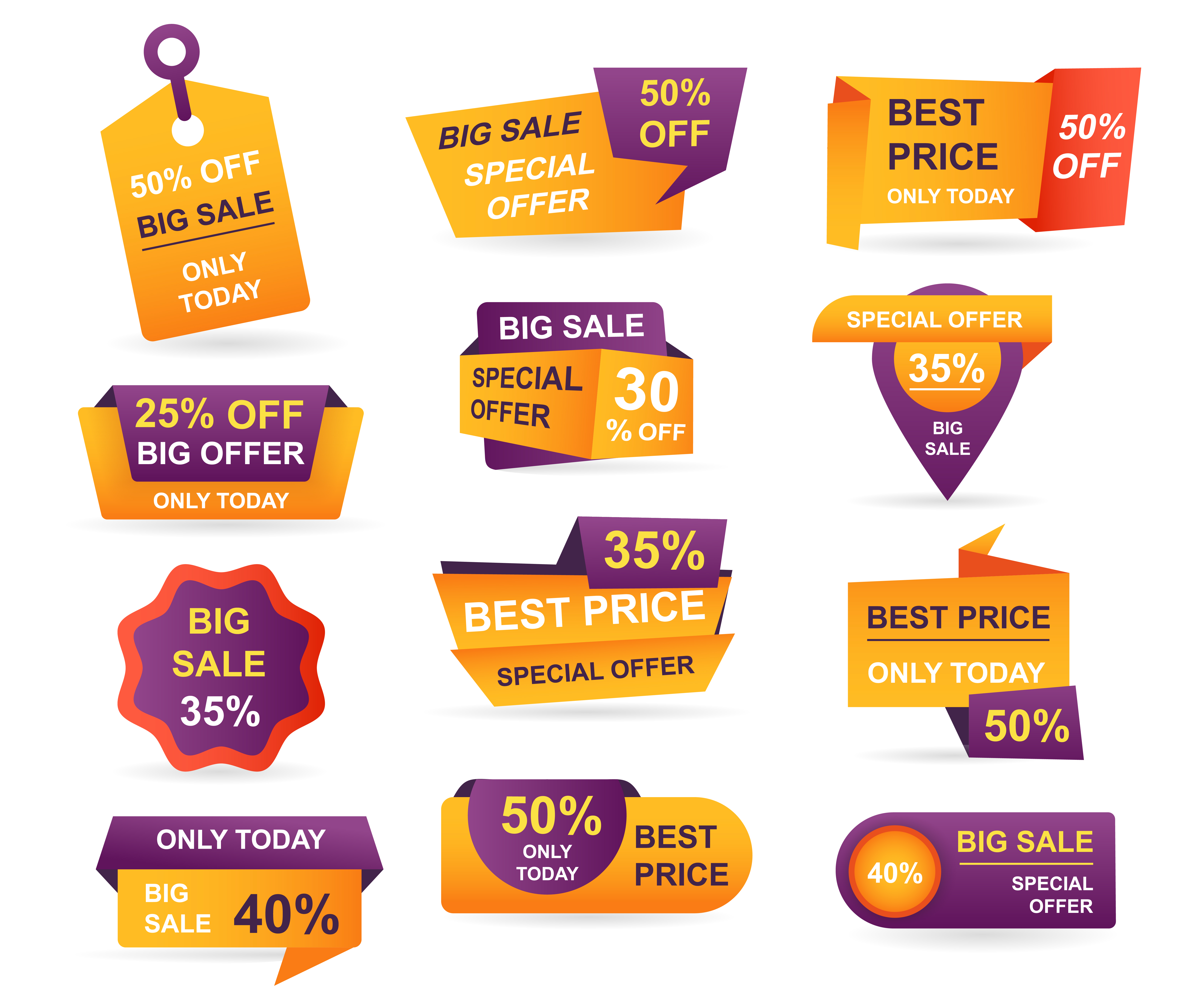Set of retail sale tags. Stickers best offer price and big sale pricing tag badge design ...