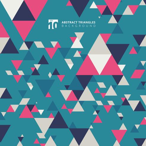 Abstract modern colorful triangles pattern elements on blue background with copy space. vector