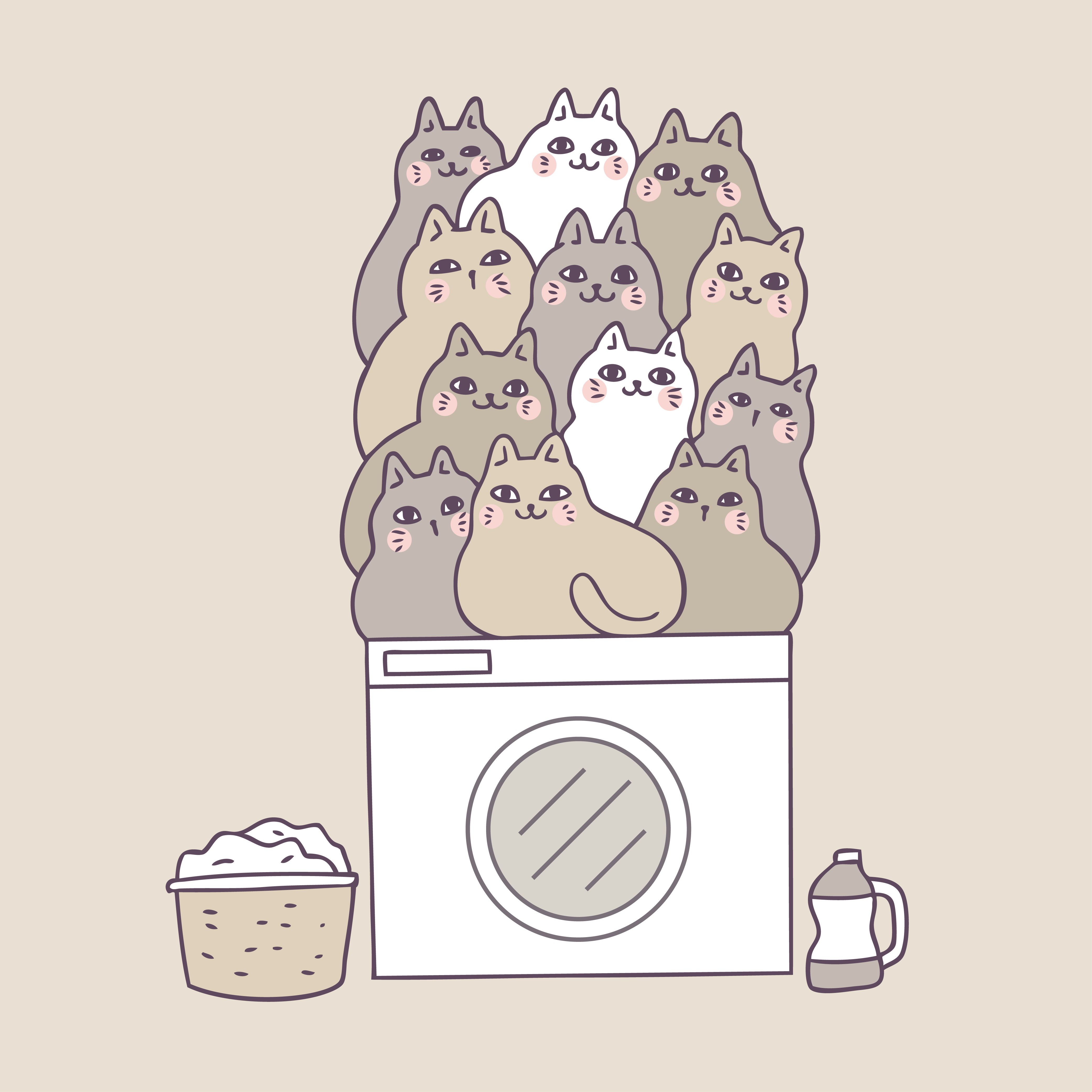 Cartoon cute cats on washing machine vector. 621600 Vector Art at Vecteezy