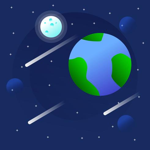 Wallpaper of the planet earth and some stars vector