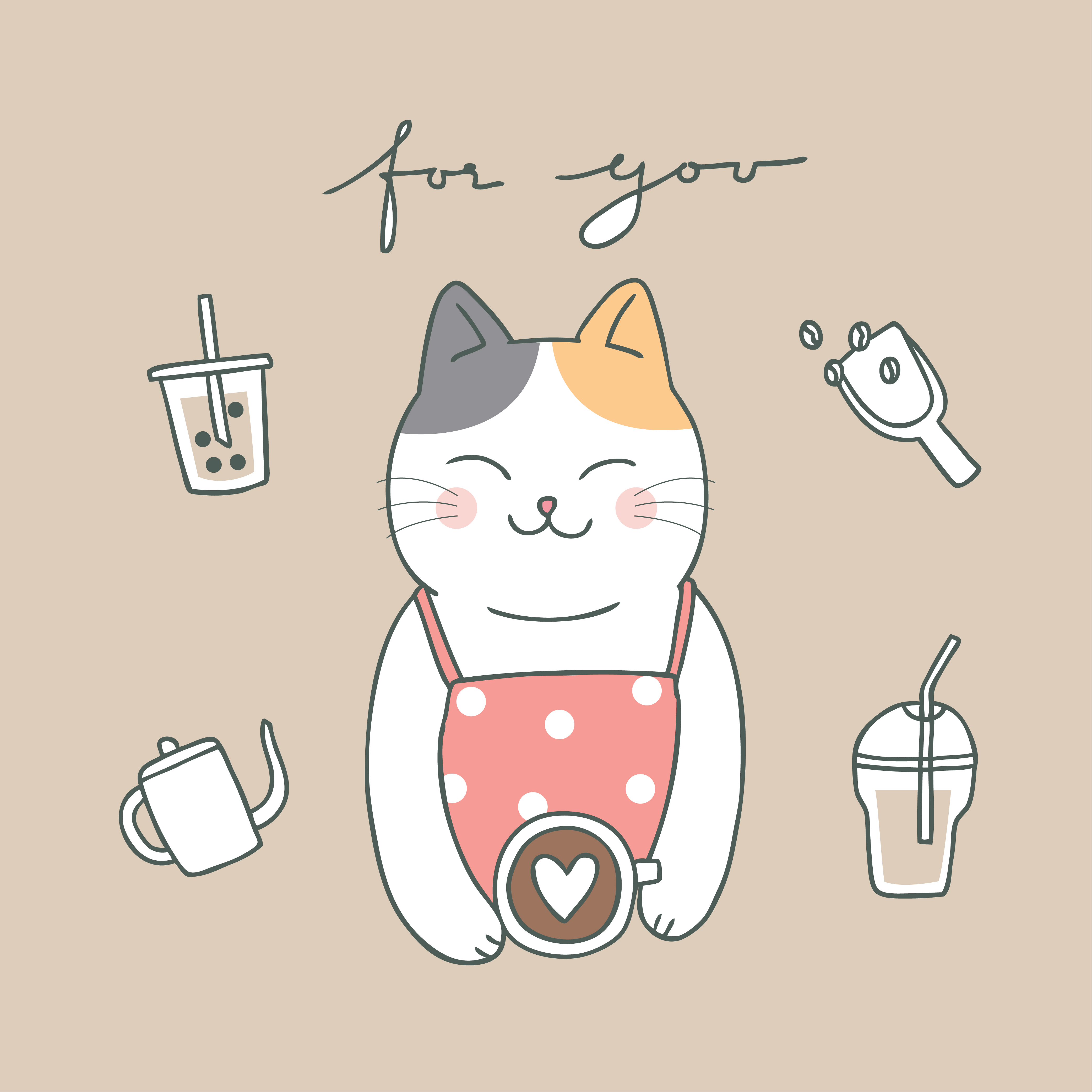 Cartoon cute cat and coffee vector. 621652 Vector Art at Vecteezy