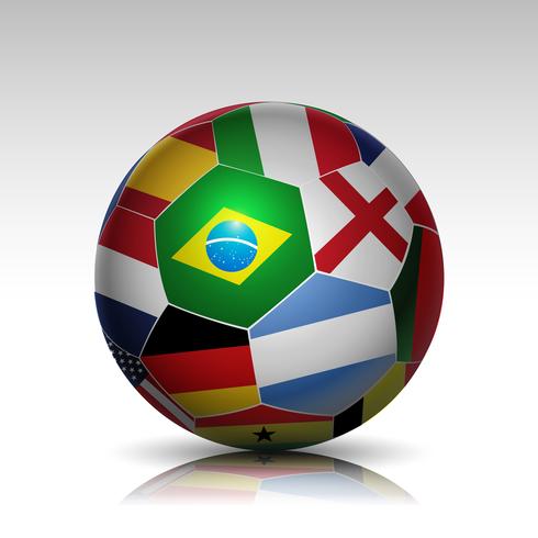 world flags soccer ball vector