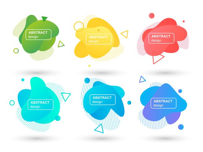 Set of abstract liquid shapes modern graphic elements. Fluid design forms and line. Gradient abstract banners. Template for the design of a logo, flyer or presentation. Vector illustration.