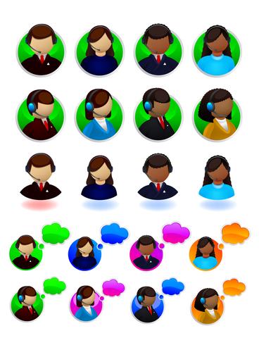 On-line support icons set vector