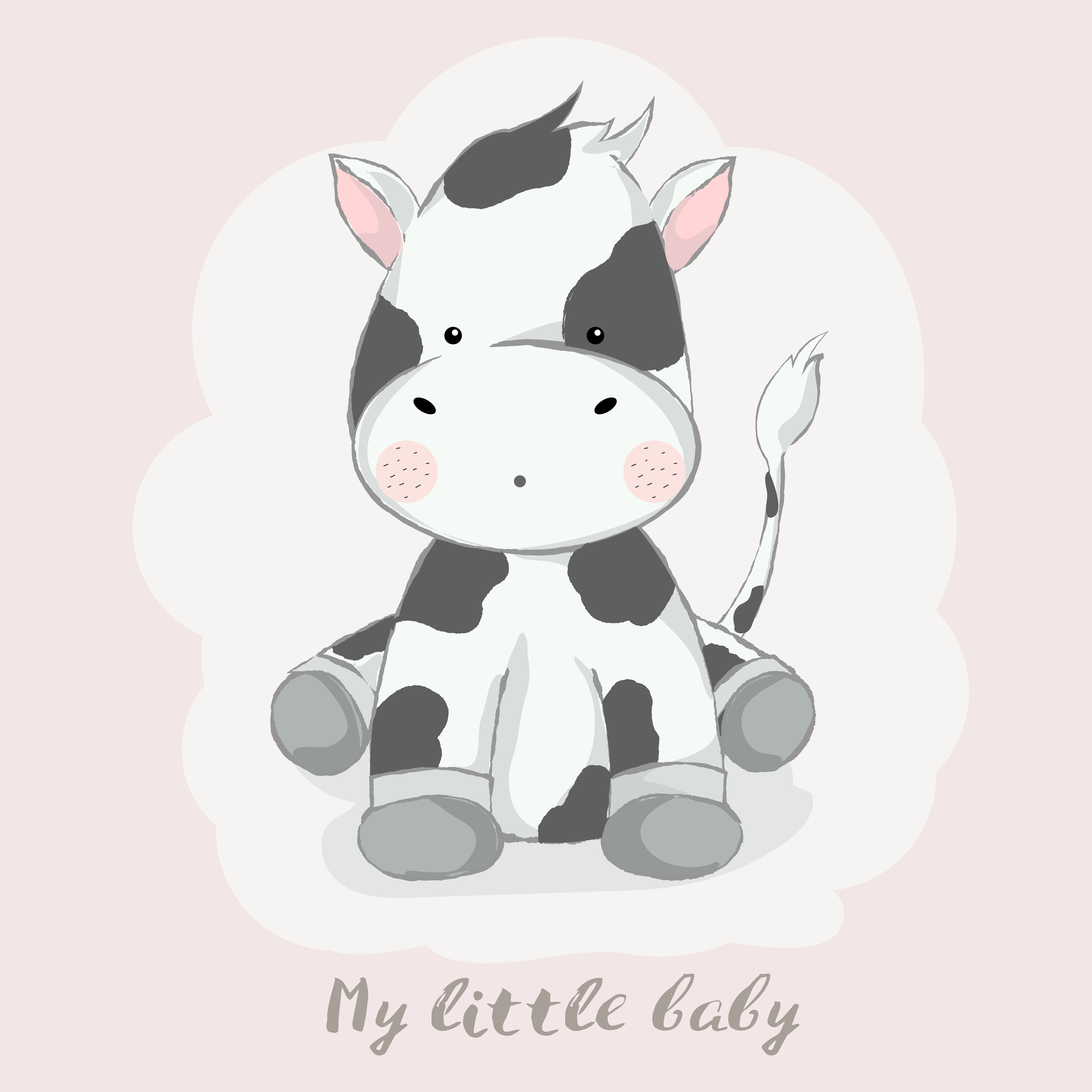 cute baby cow cartoon hand drawn style.vector illustration 621695 