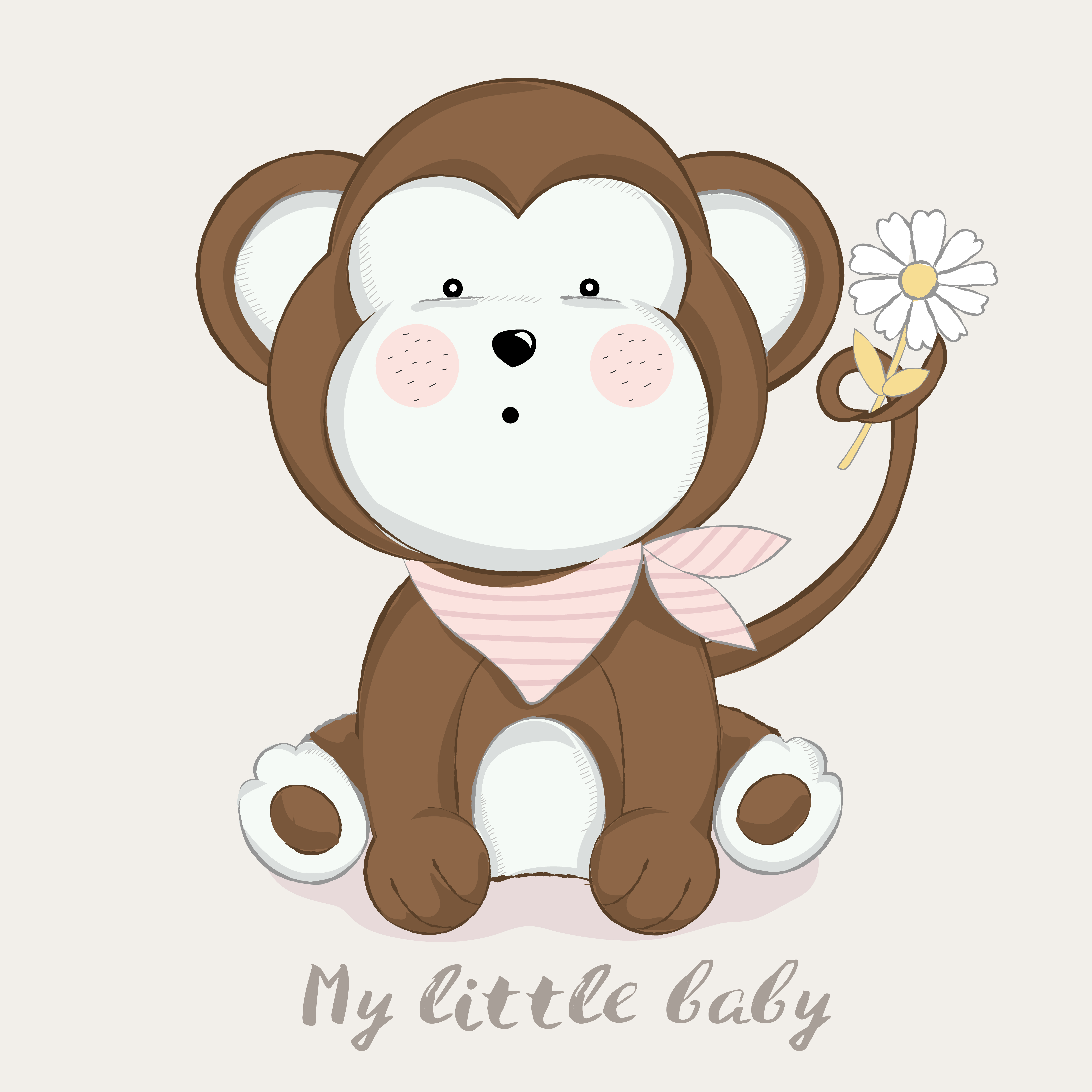 Cute Baby Monkey Cartoon Hand Drawn Style Vector Illustration Download Free Vectors Clipart Graphics Vector Art
