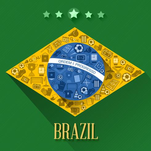 símbolo de banderas de fútbol de brasil vector