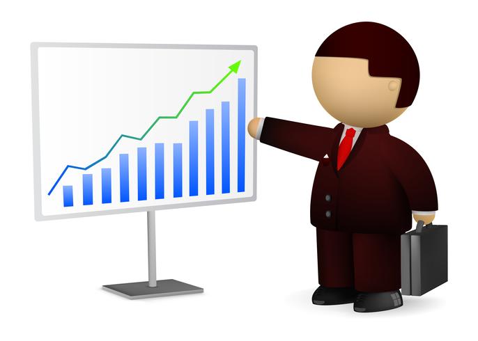 Businessman showing diagram of success vector