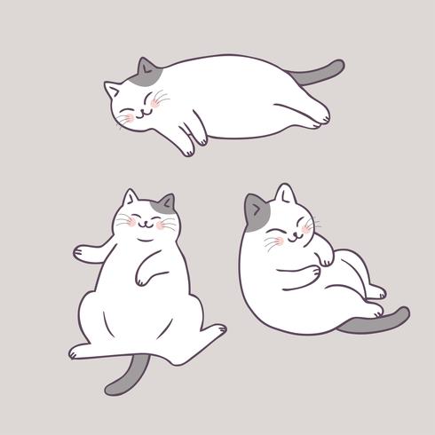 Cartoon cute cat sleeping vector. vector