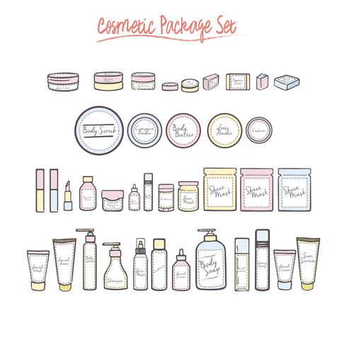 Various Cosmetic Beauty Product Bottle Set vector