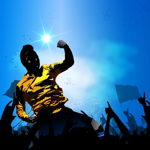 soccer player celebrating with crowd vector