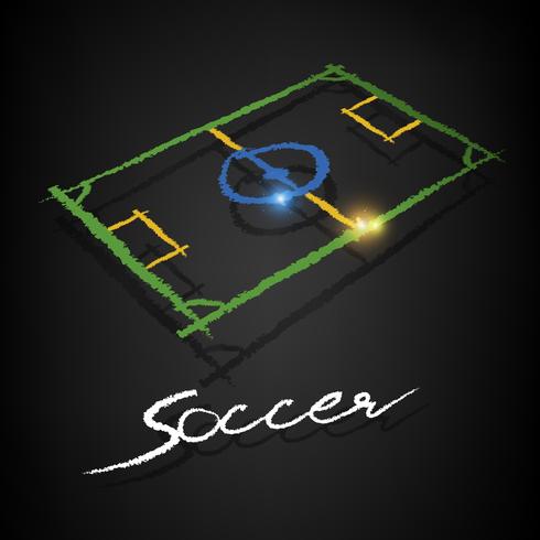 soccer pitch drawing on a blackboard vector