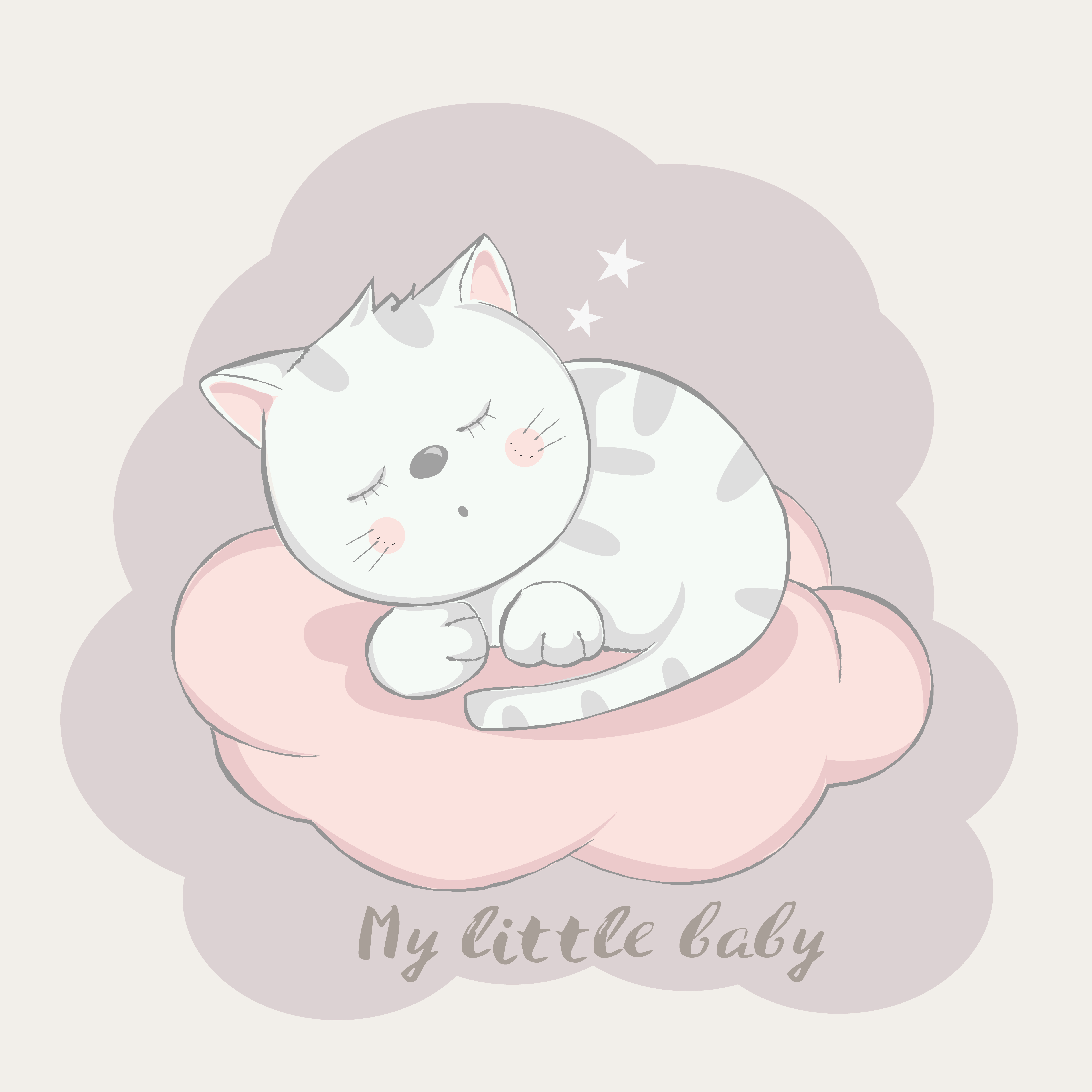 cute baby cat cartoon hand drawn style.vector illustration 621826 ...