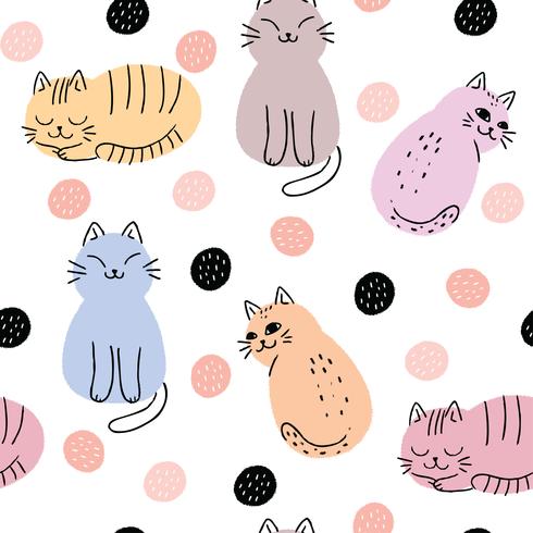 Abstract sweet cat seamless pattern vector. vector