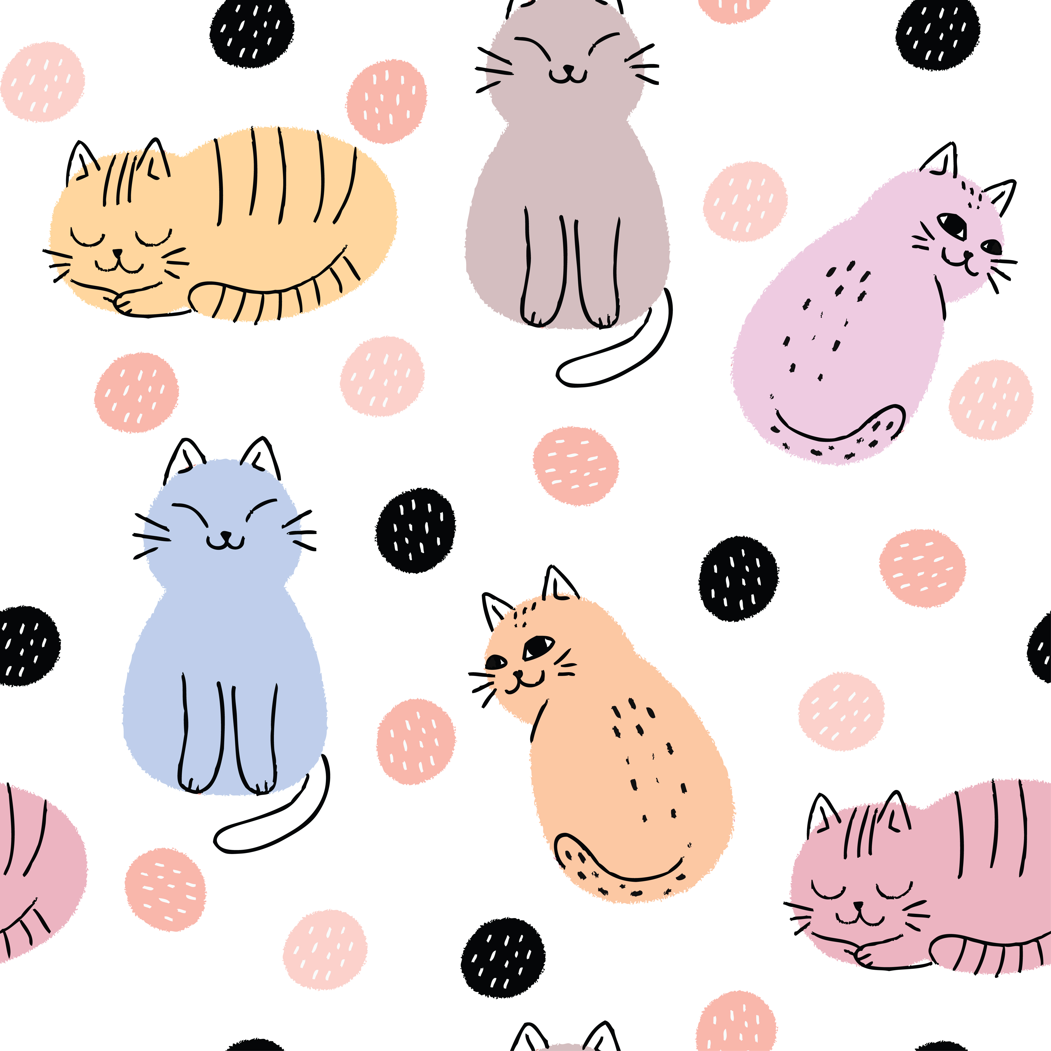 Abstract sweet cat  seamless pattern  vector 621829 