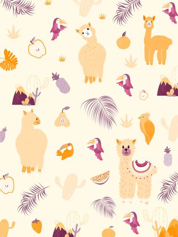 Llama and Cactus Clipart Bundle,No Drama Llamas Graphics Set. vector