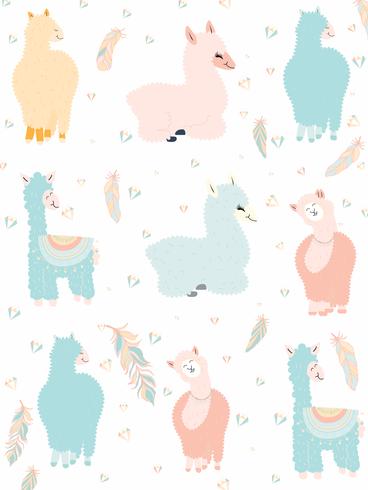 Llama and Cactus Clipart Bundle,No Drama Llamas Graphics Set. vector