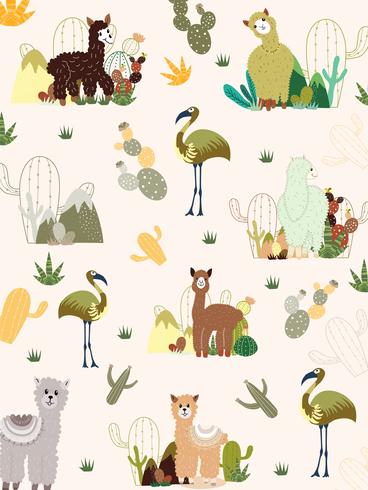 Llama and Cactus Clipart Bundle,No Drama Llamas Graphics Set. vector