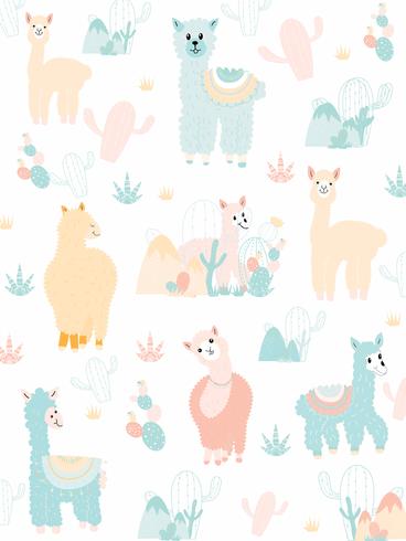 Llama and Cactus Clipart Bundle,No Drama Llamas Graphics Set. vector