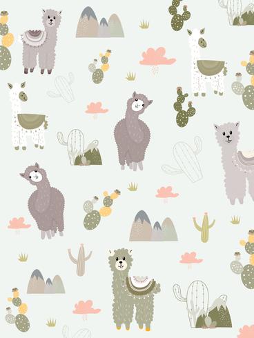 Llama and Cactus Clipart Bundle,No Drama Llamas Graphics Set. vector