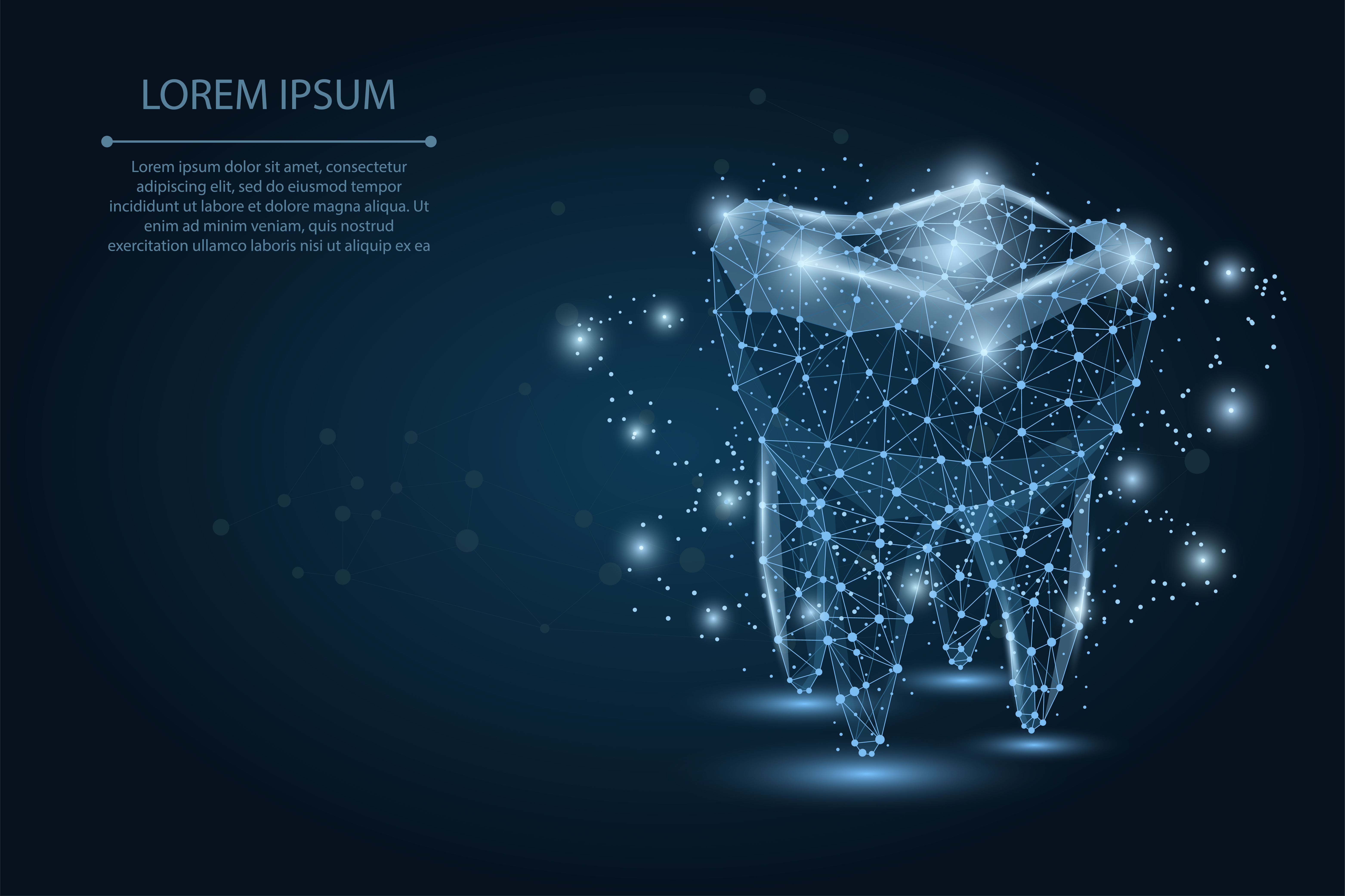 Abstract polygonal Tooth. Low poly wireframe vector illustration