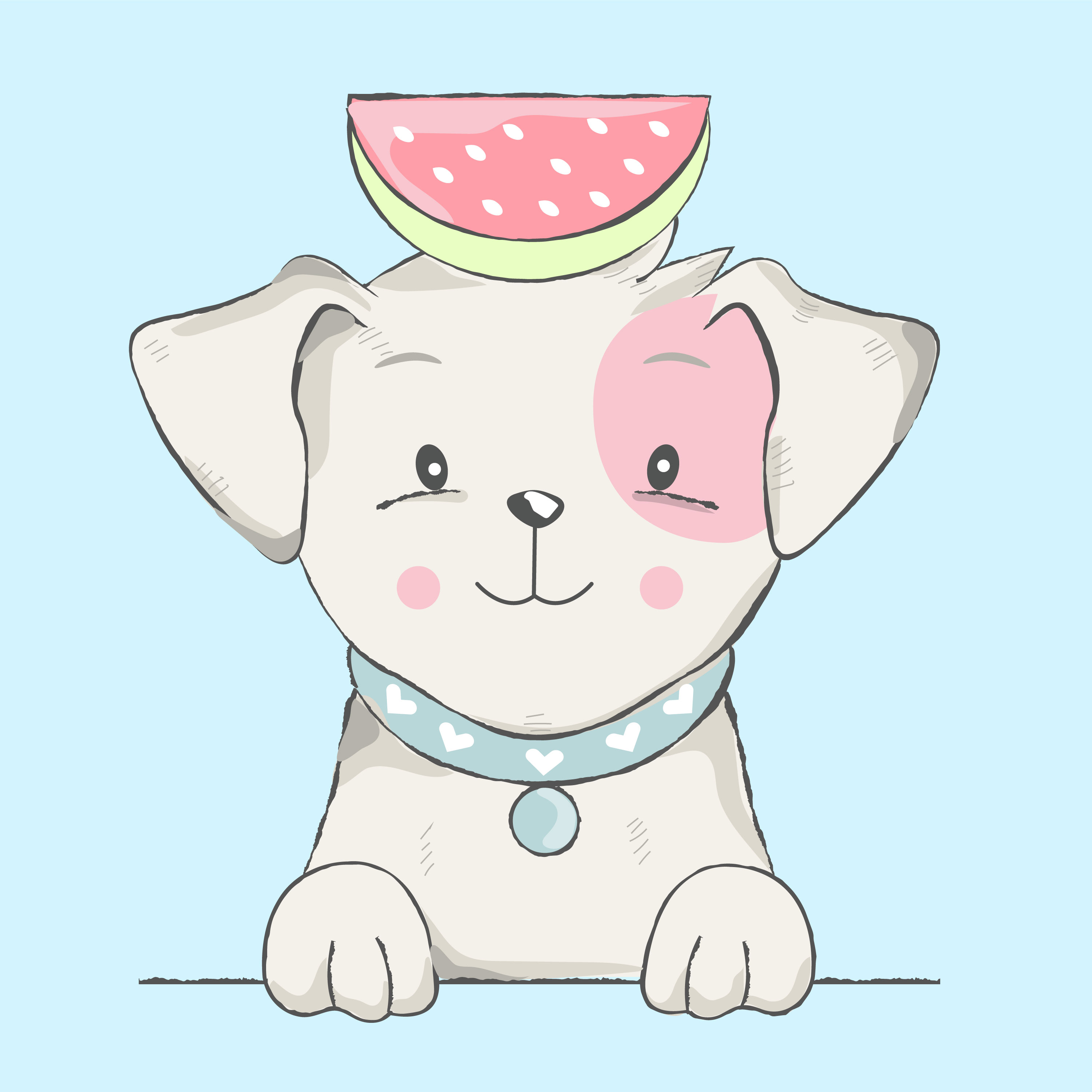 cute baby dog with watermelon cartoon 621885 Vector Art at Vecteezy