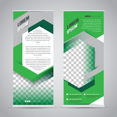 Plantilla de diseño de soporte de banner de rollo verde vector