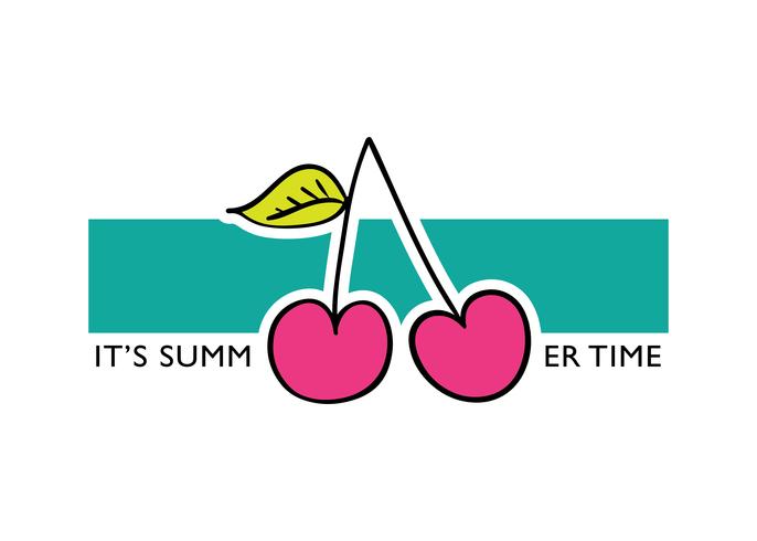 It is summer time slogan text with cherry vector